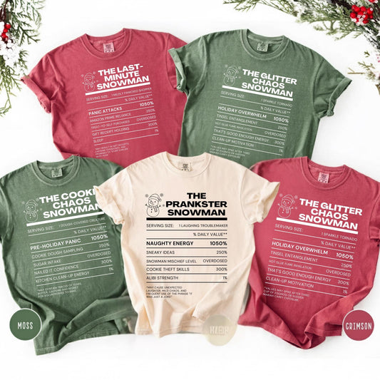 Comfort Colors® Funny Christmas Shirts, Custom Nutrition Facts Label Xmas Tee, Matching Family Holiday T-Shirts