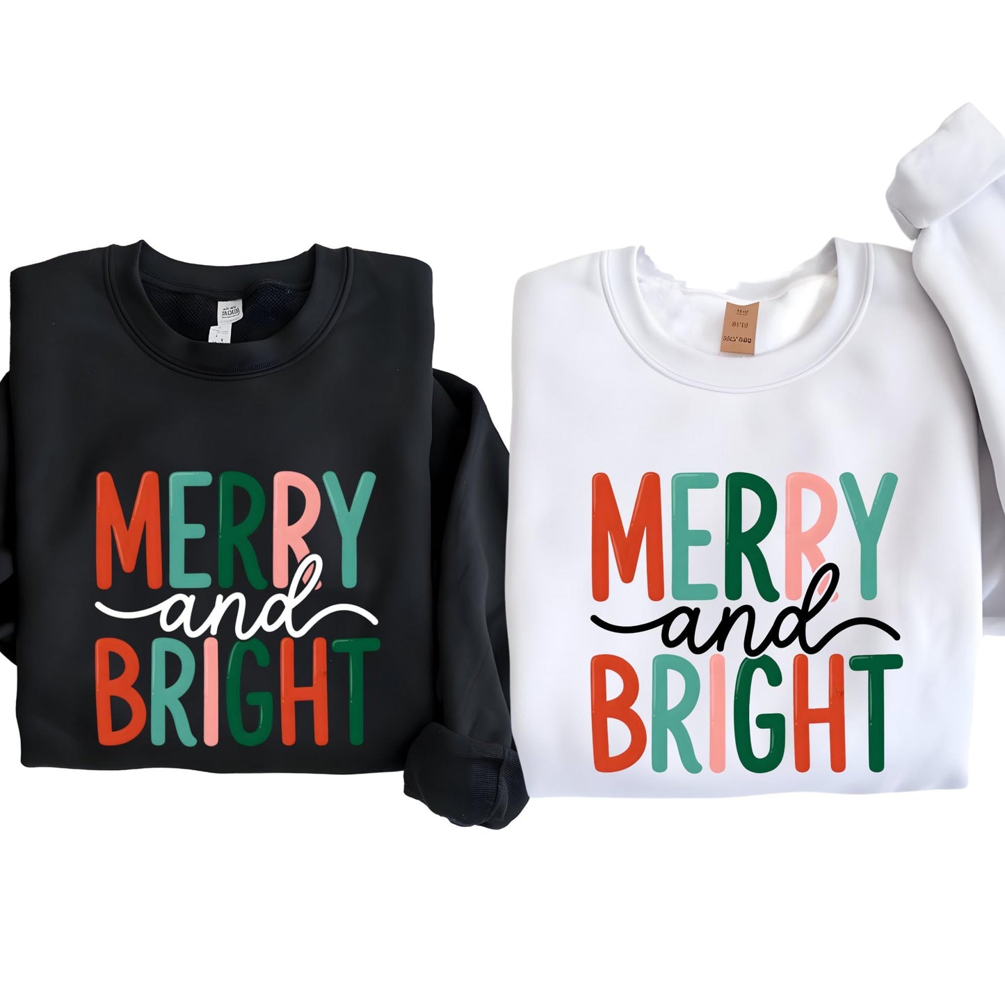 Merry and Bright Sweatshirt, Christmas Sweater, Family Xmas Sweatshirt, Merry Christmas Sweatshirt For Women