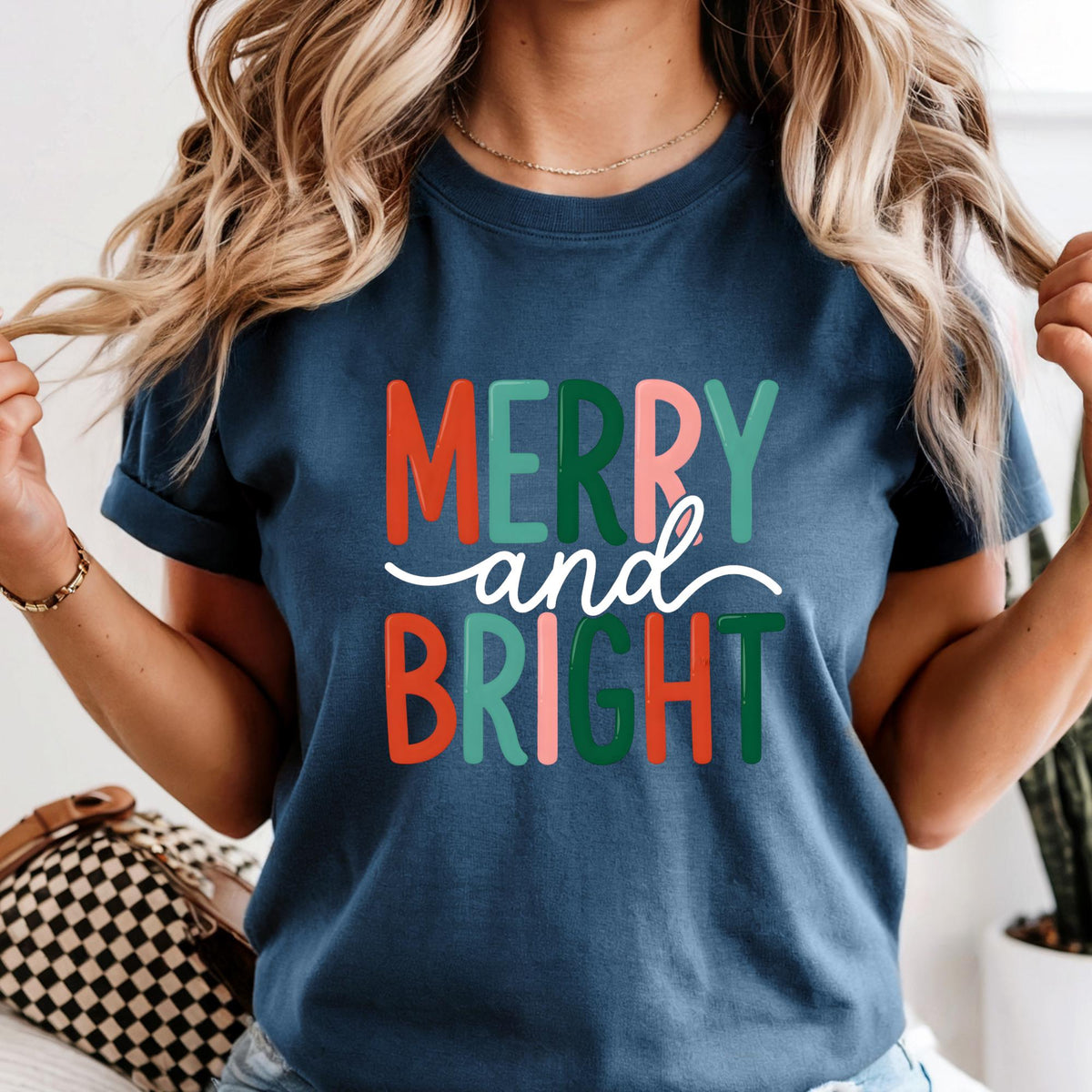 Comfort Colors® Merry and Bright Shirt, Xmas Tee, Family Christmas Party Outfit