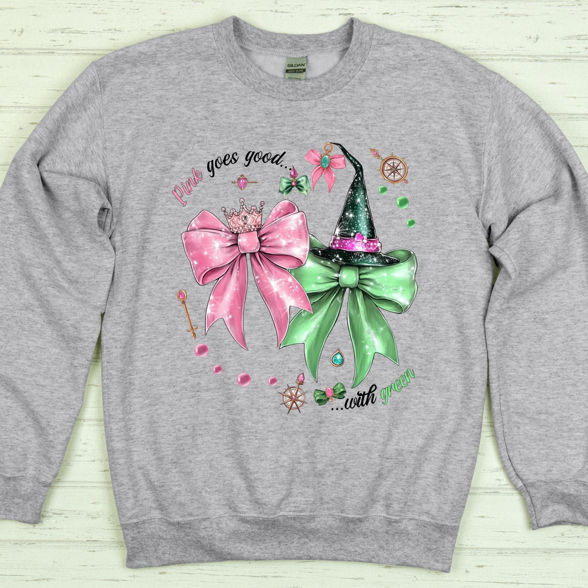 Wicked The Movie Sweatshirt, Coquette Tee, Pink & Green Glitter Broadway Hoodie, Elphaba and Glinda Sweat