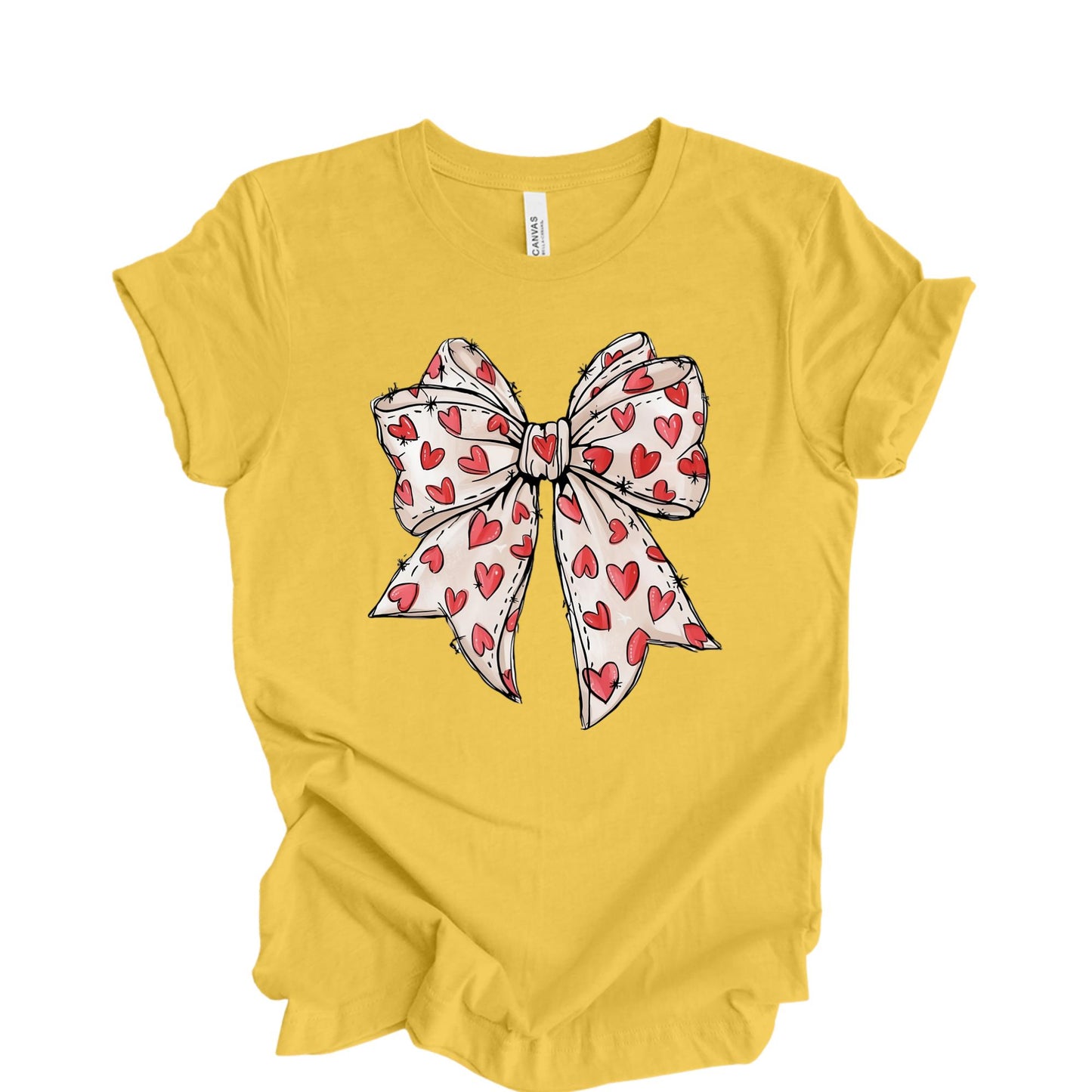 Valentine's Day Heart Bow Shirt, Valentines Bow Tee, Coquette Tshirt, Cute Valentine Gifts