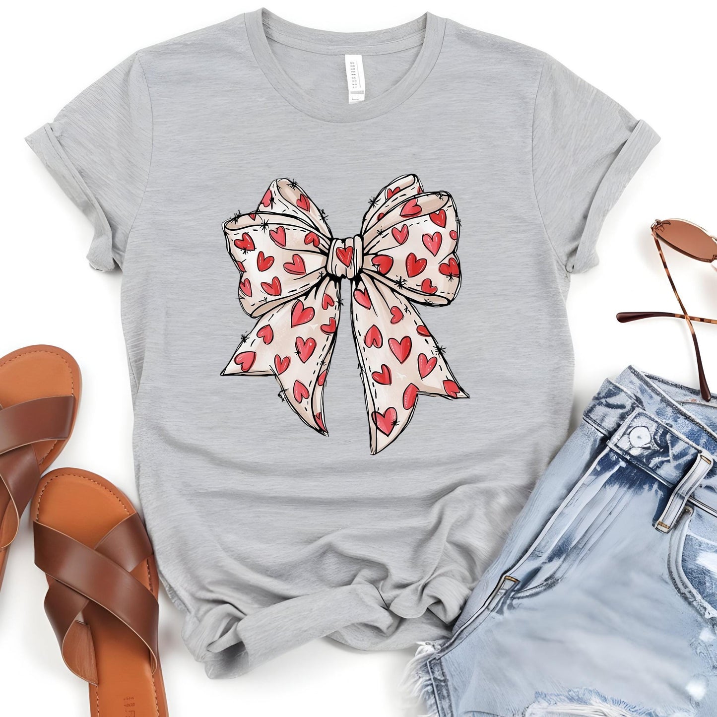 Valentine's Day Heart Bow Shirt, Valentines Bow Tee, Coquette Tshirt, Cute Valentine Gifts