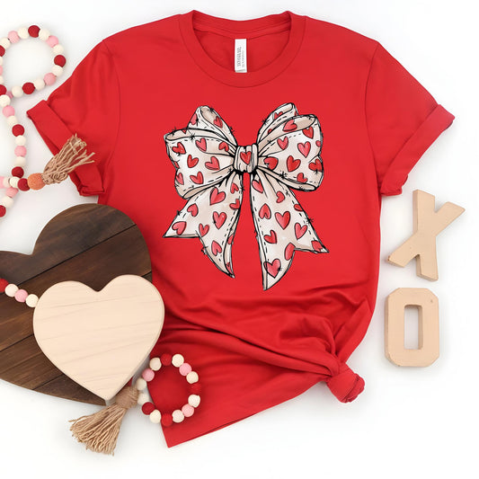 Valentine's Day Heart Bow Shirt, Valentines Bow Tee, Coquette Tshirt, Cute Valentine Gifts