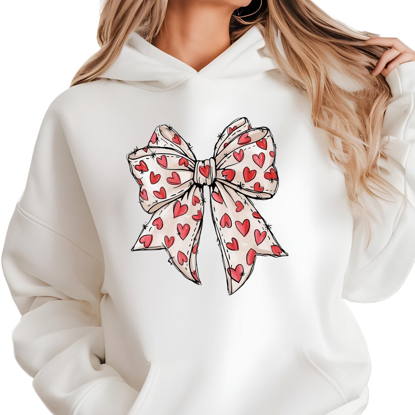 Heart Coquette Valentine's Day Sweatshirt, Retro Bow Hoodie, Love Sweat, Valentine Gifts
