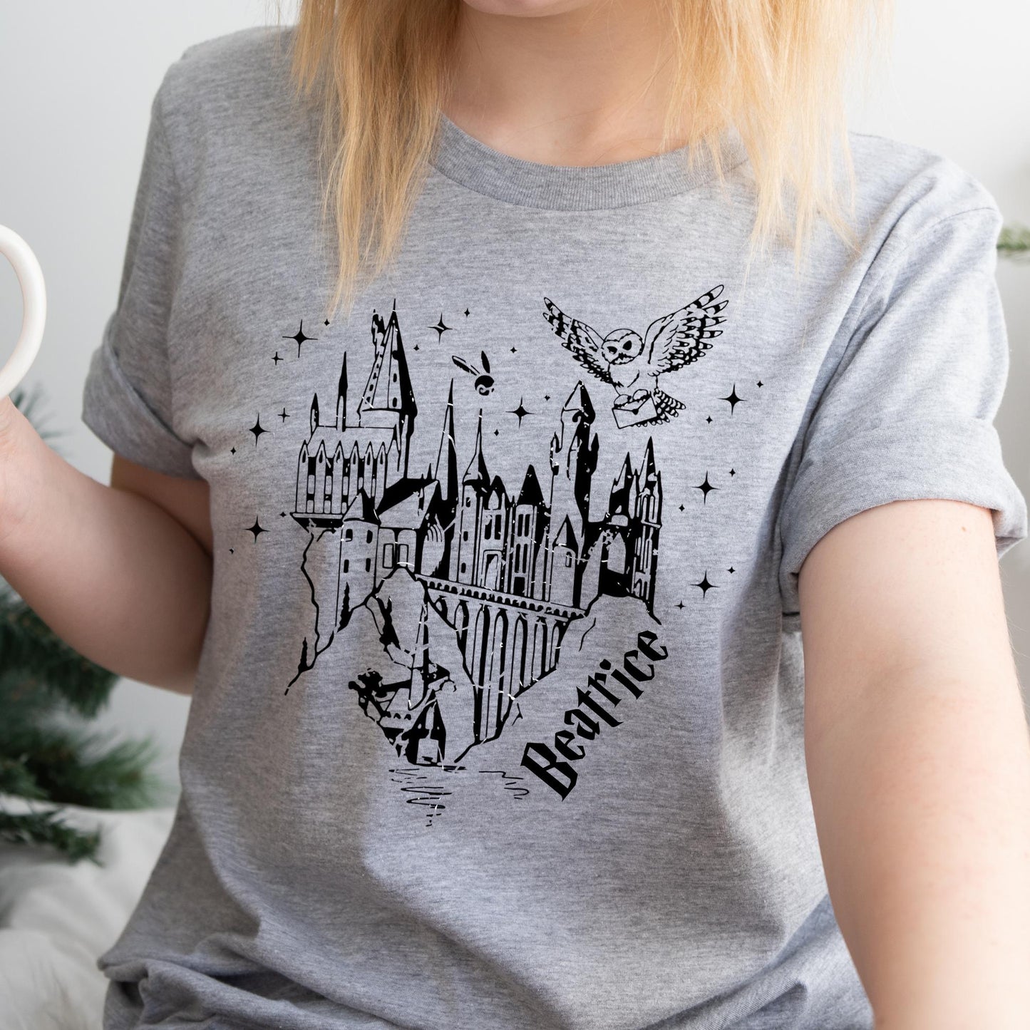 Personalized Wizard Castle Shirt, Magical Owl Custom Tshirt, Magic Lover Tee