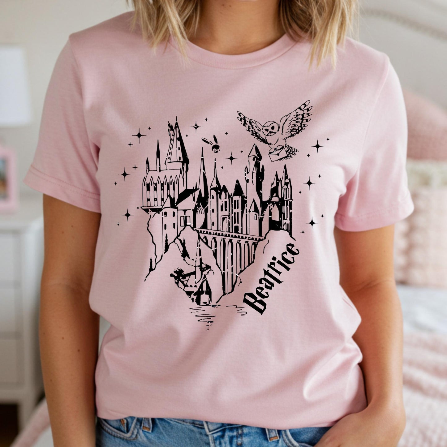 Personalized Wizard Castle Shirt, Magical Owl Custom Tshirt, Magic Lover Tee