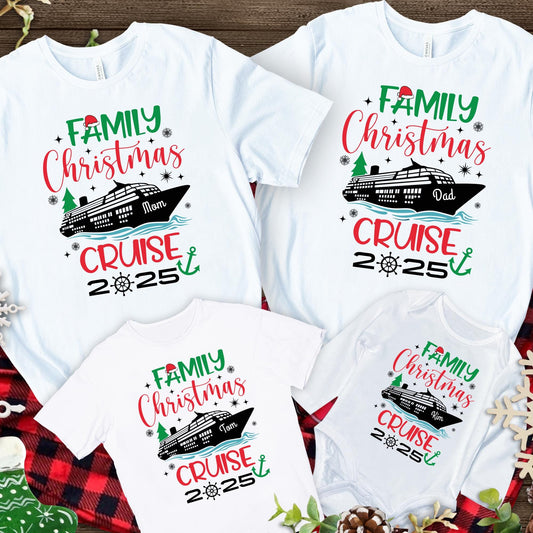Family Christmas Cruise Shirts 2025, Matching Cruise Vacation T-Shirts, Personalized Holiday Cruise Family Outfit, Xmas Trip Shirts