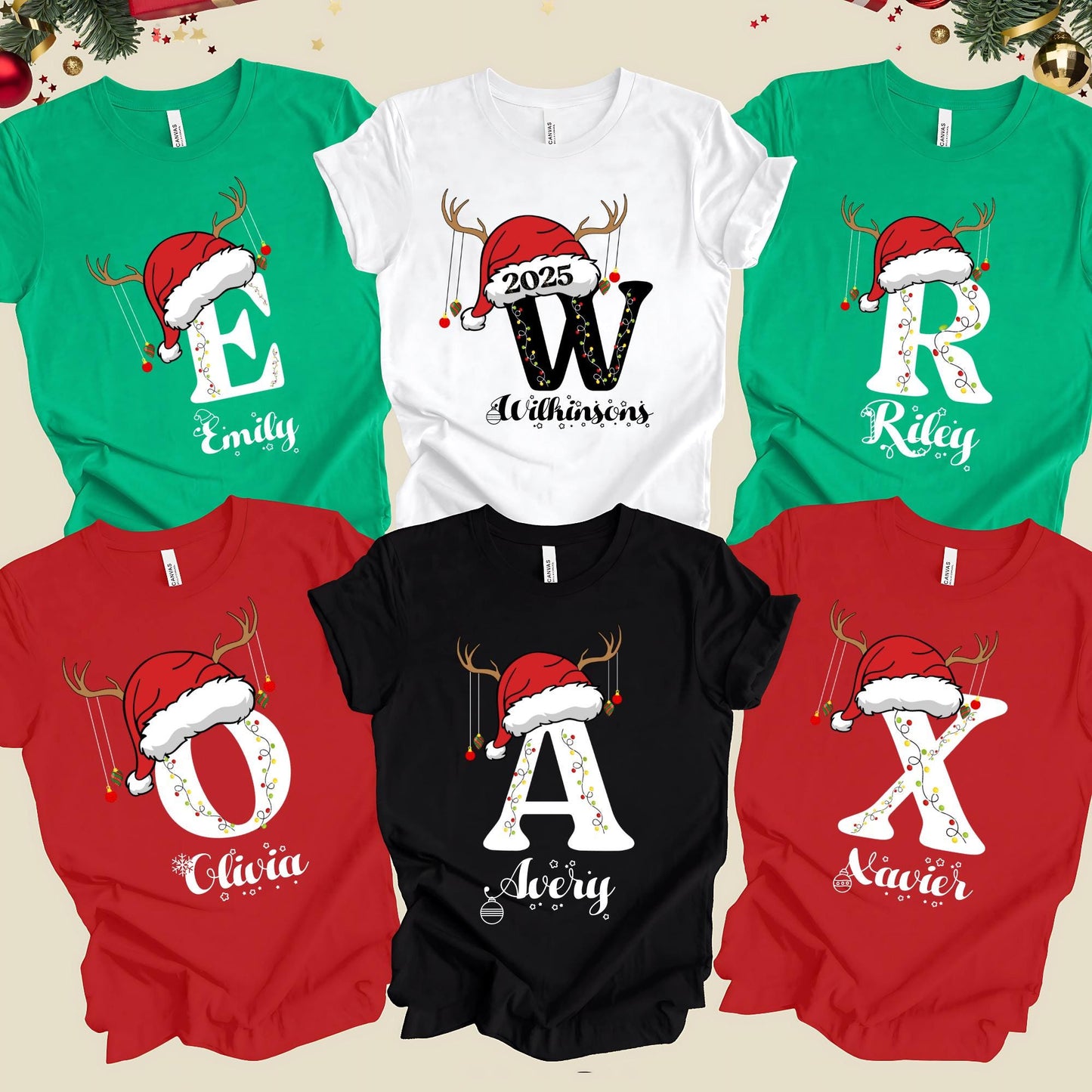 Custom Name Letter Christmas Group Party Shirt Personalized Gift For Best Friend Cousin Crew Christmas Gift