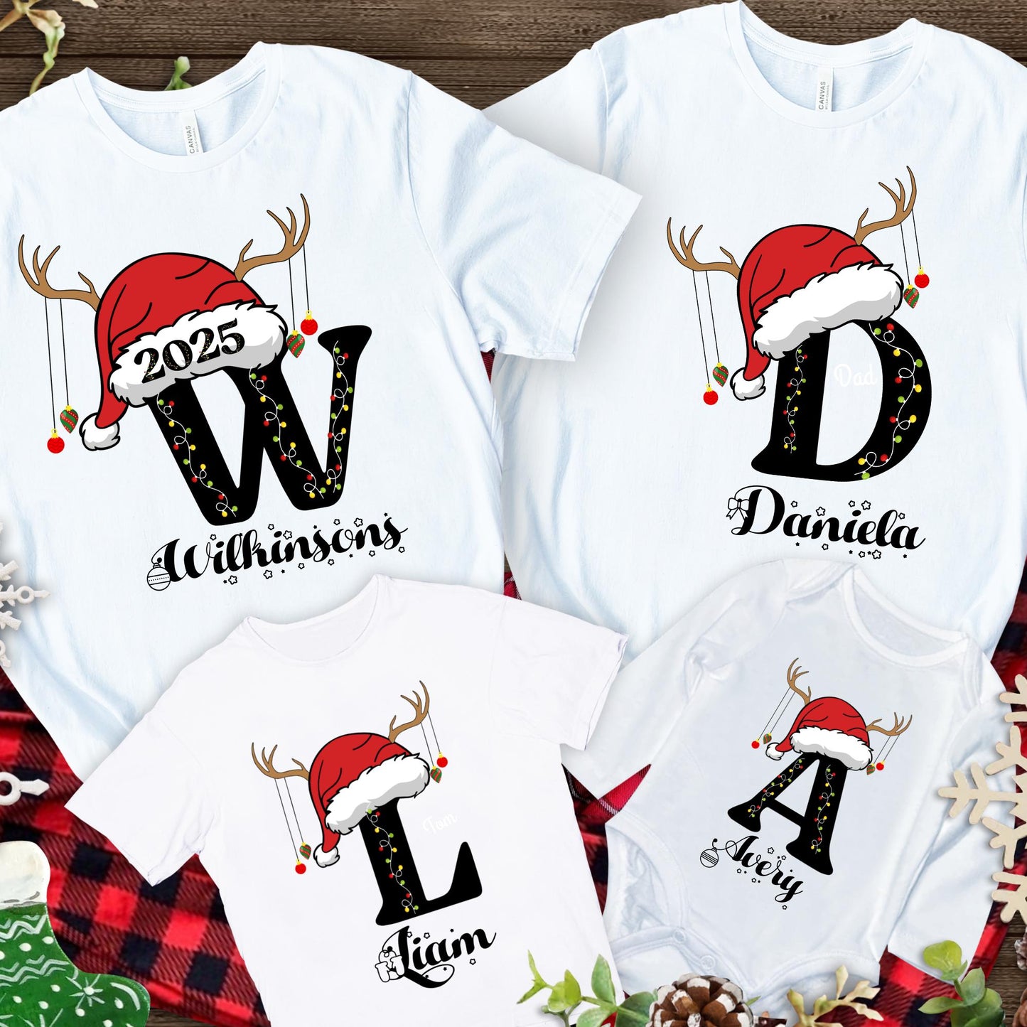 Custom Name Letter Christmas Group Party Shirt Personalized Gift For Best Friend Cousin Crew Christmas Gift