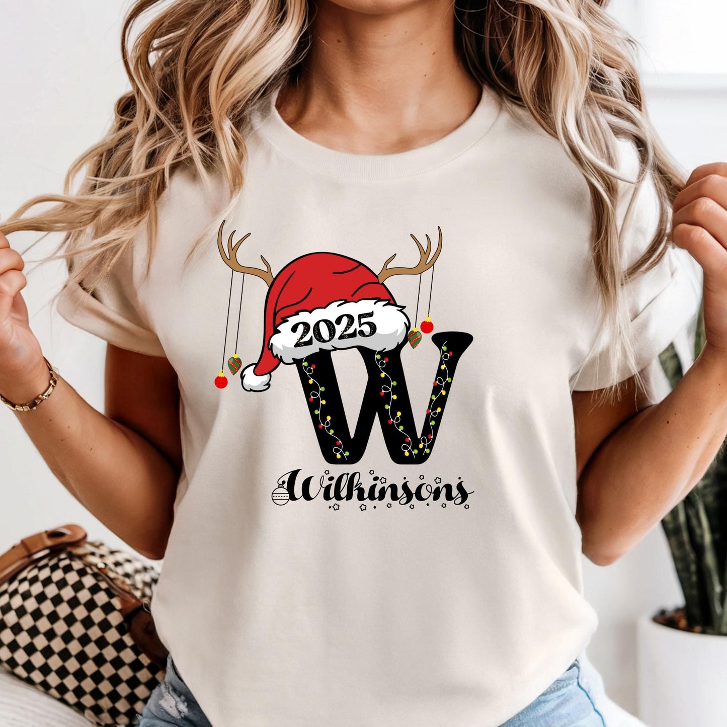 Comfort Colors® Christmas Letters Shirt, Custom Family Name Matching Tee