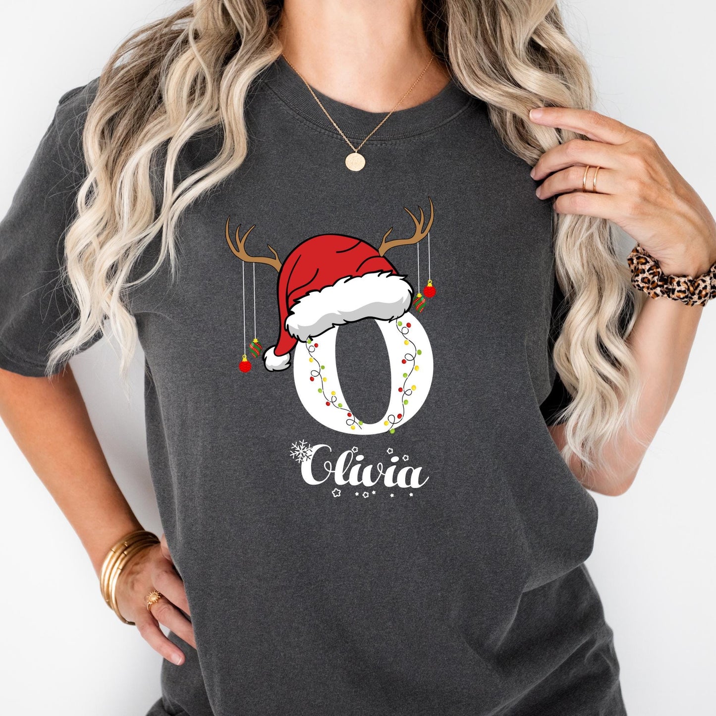 Comfort Colors® Christmas Letters Shirt, Custom Family Name Matching Tee