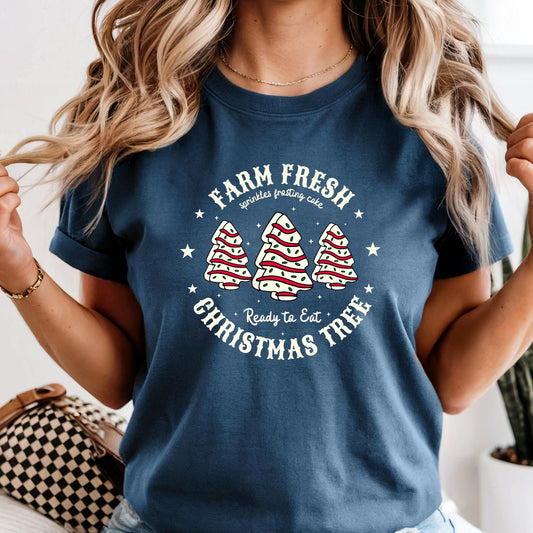 Comfort Colors® Christmas Tree Cake Shirt, Farm Fresh Xmas Tee Holiday Gifts