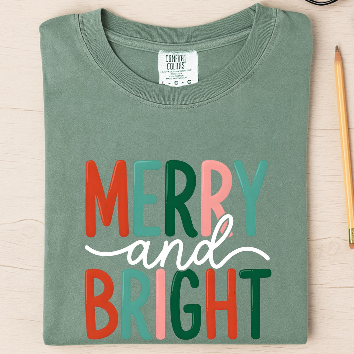 Comfort Colors® Merry and Bright Shirt, Xmas Tee, Family Christmas Party Outfit