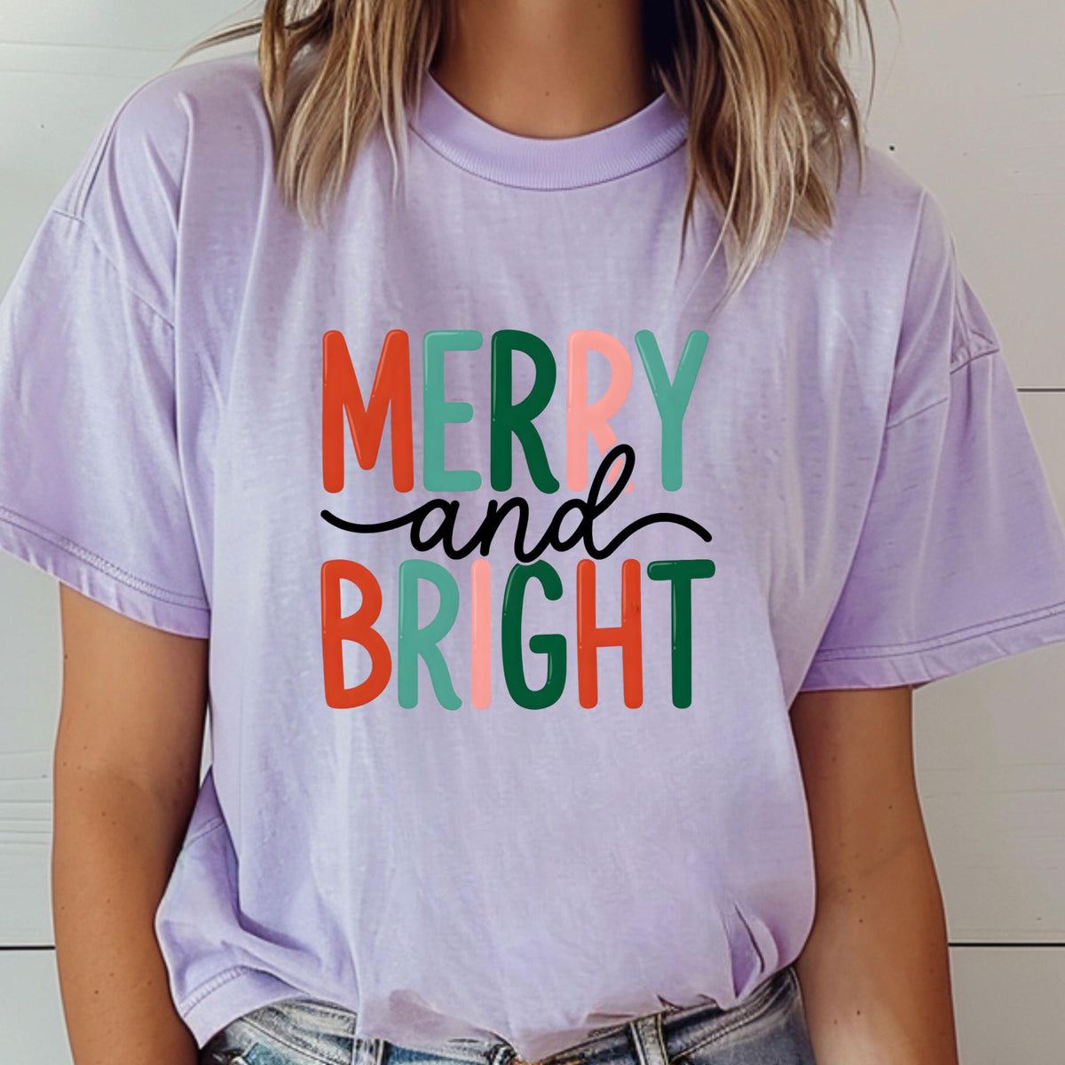Comfort Colors® Merry and Bright Shirt, Xmas Tee, Family Christmas Party Outfit