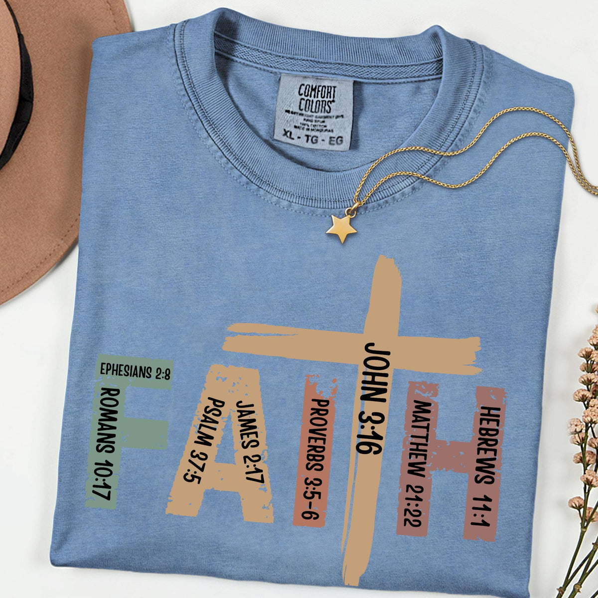 Comfort Colors® Faith Shirt, Christian Bible Verse Tee, Cross Faith T Shirt, Religious Graphic Tee, Inspirational Gift