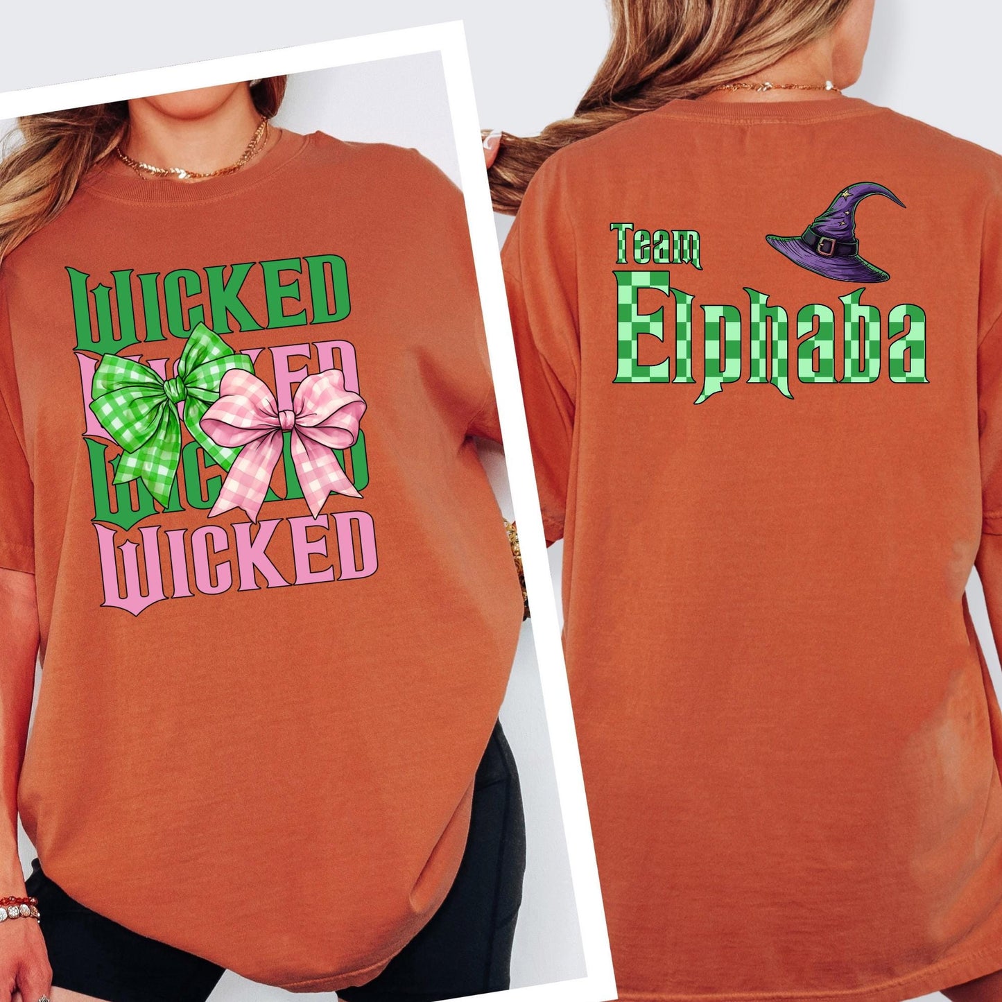 Custom For Good Wicked Comfort Colors® Shirt, Wizard Fan T-shirt, Elphaba and Glinda , 2 Side Wicked Tees