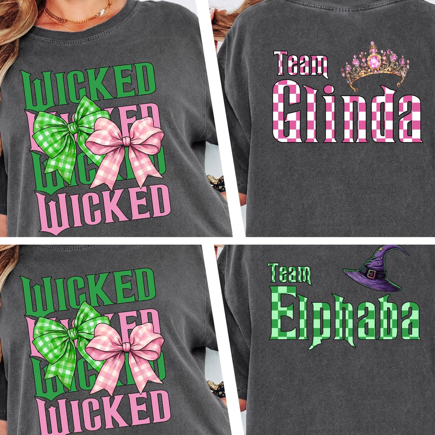 Custom For Good Wicked Comfort Colors® Shirt, Wizard Fan T-shirt, Elphaba and Glinda , 2 Side Wicked Tees