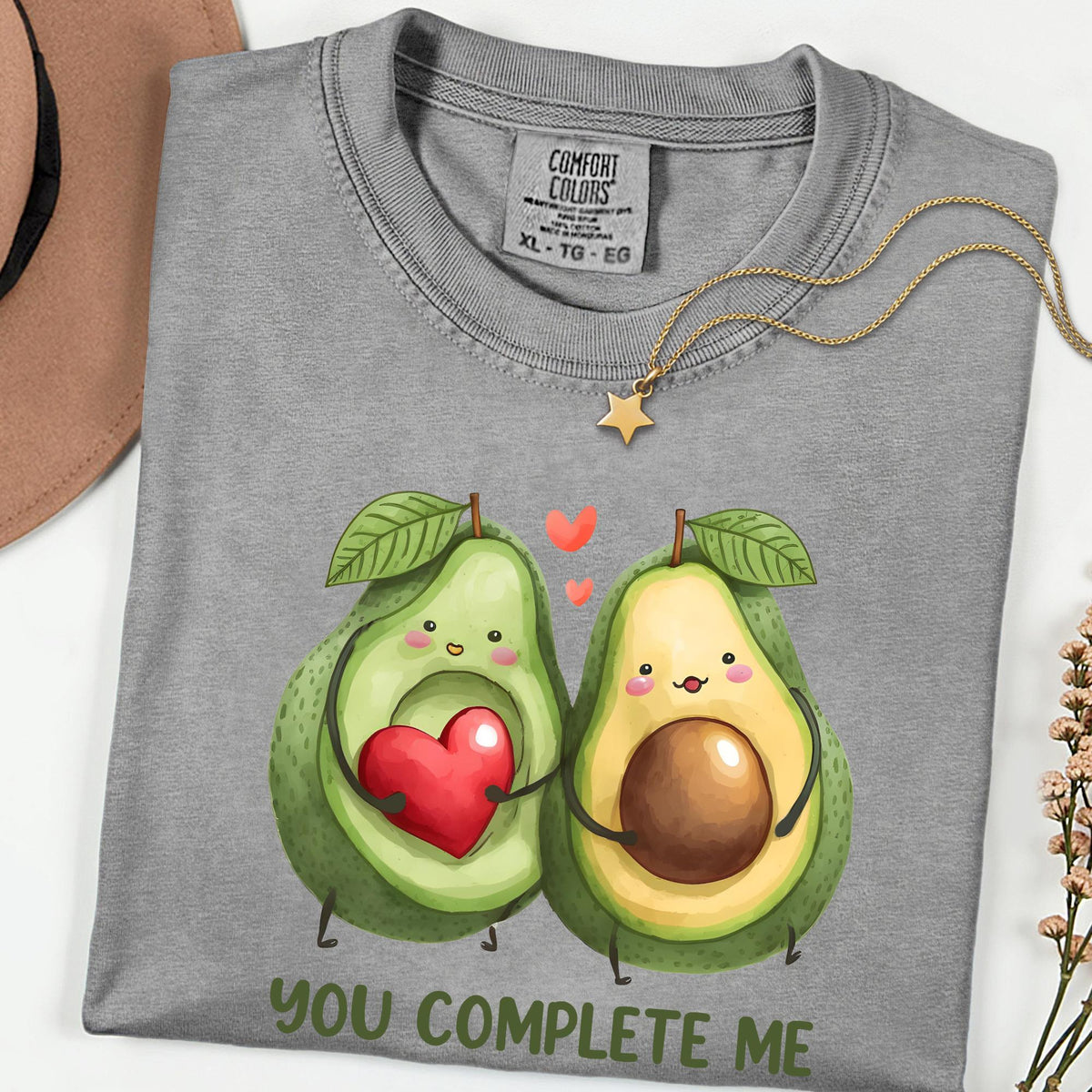 Comfort Colors® You Complete Me Shirt, Avocado Couple Tee, Cute Food Love Shirt, Valentine Graphic T Shirt, Funny Couple Gift