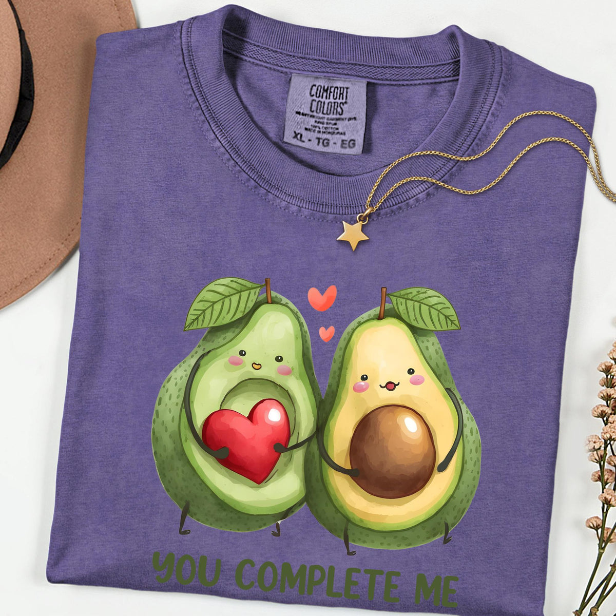 Comfort Colors® You Complete Me Shirt, Avocado Couple Tee, Cute Food Love Shirt, Valentine Graphic T Shirt, Funny Couple Gift