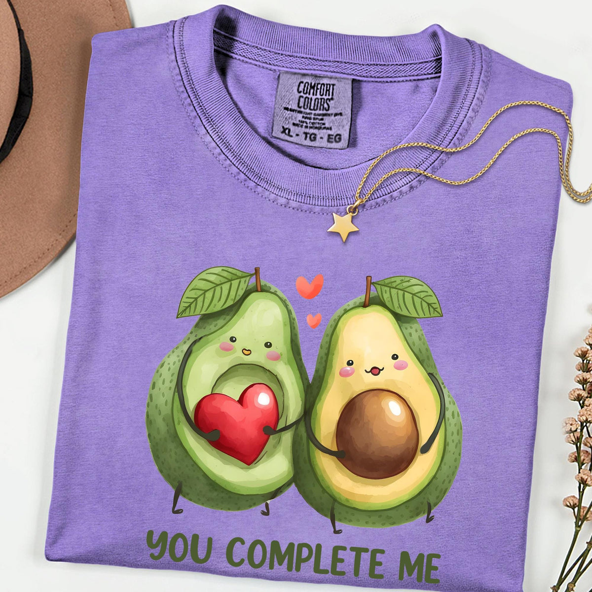 Comfort Colors® You Complete Me Shirt, Avocado Couple Tee, Cute Food Love Shirt, Valentine Graphic T Shirt, Funny Couple Gift