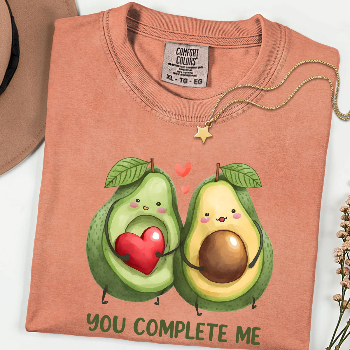 Comfort Colors® You Complete Me Shirt, Avocado Couple Tee, Cute Food Love Shirt, Valentine Graphic T Shirt, Funny Couple Gift