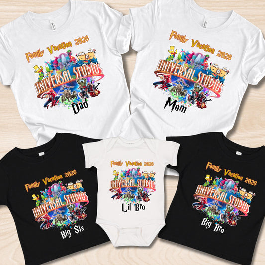 Family Vacation 2026 Shirts, Universal Theme Park Family Shirts, Matching Family Trip T Shirts, Mom Dad Kids Vacation Tee