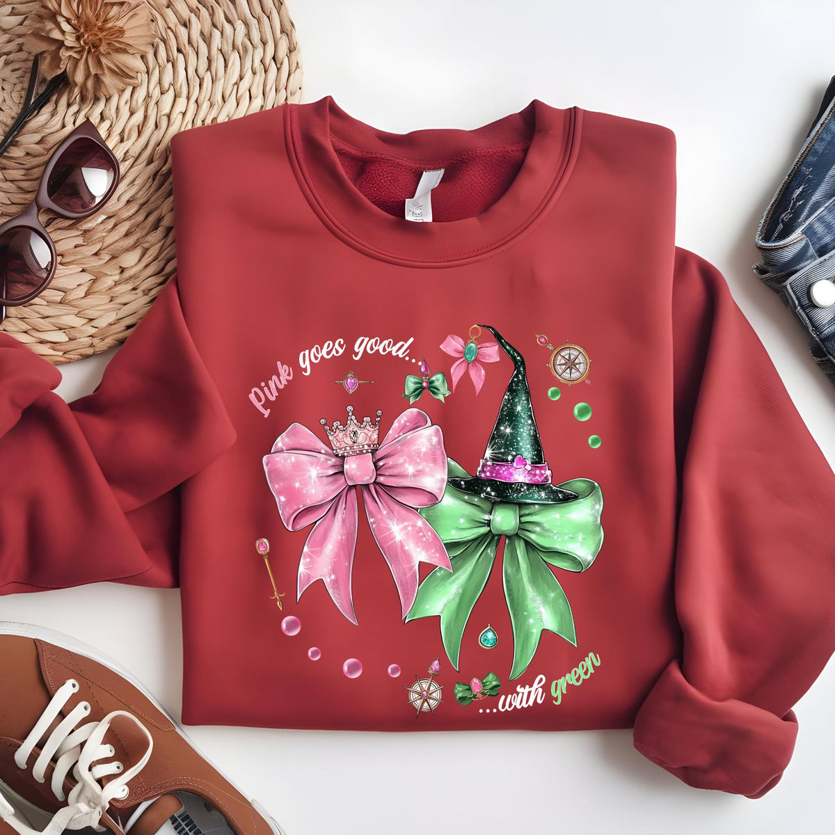 Wicked The Movie Sweatshirt, Coquette Tee, Pink & Green Glitter Broadway Hoodie, Elphaba and Glinda Sweat