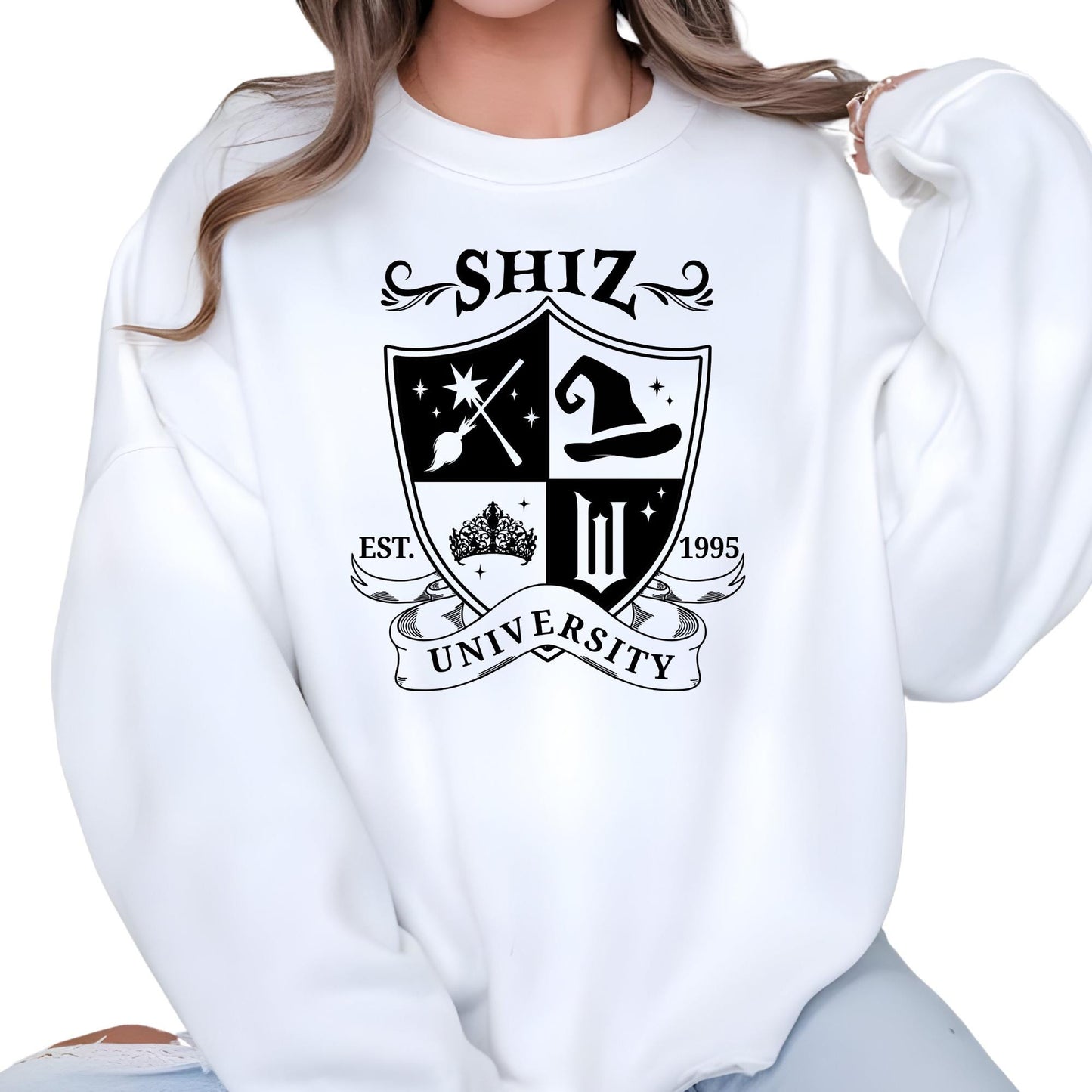 Shiz University Sweatshirt, Defy Gravity Broomstick Magic Wand Hoodie, Wizard Sweater