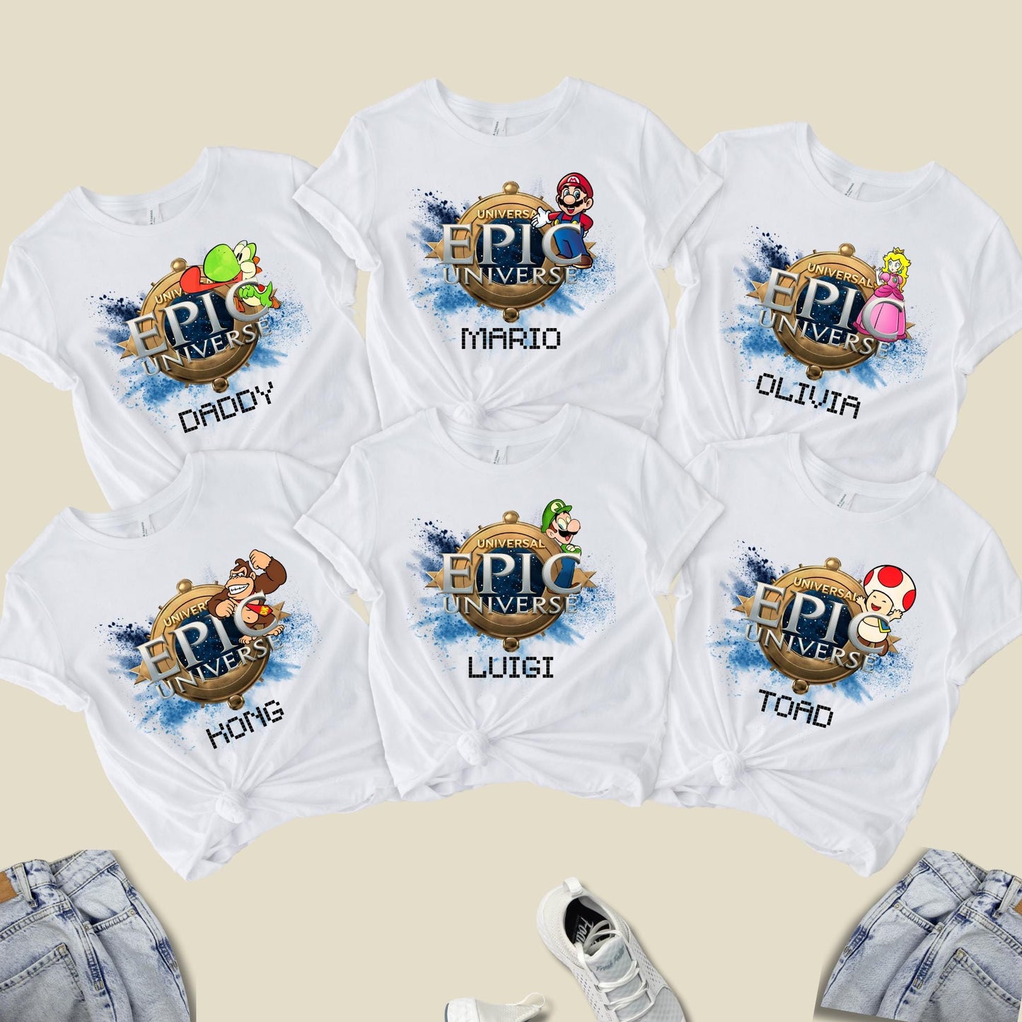 Epic Universe Family Matching Shirt, Custom Mario Birthday Tee, Personalized Epic Universe Tshirt