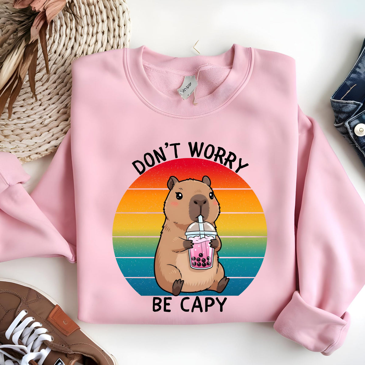 Don’t Worry Be Capy Capybara Funny Meme T-Shirt