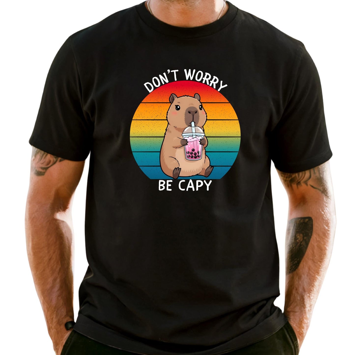Custom Comfort Colors® Don't Worry Be Capy Shirt, Chill Vibes Only Funny Meme Shirt, Best Friend Gift