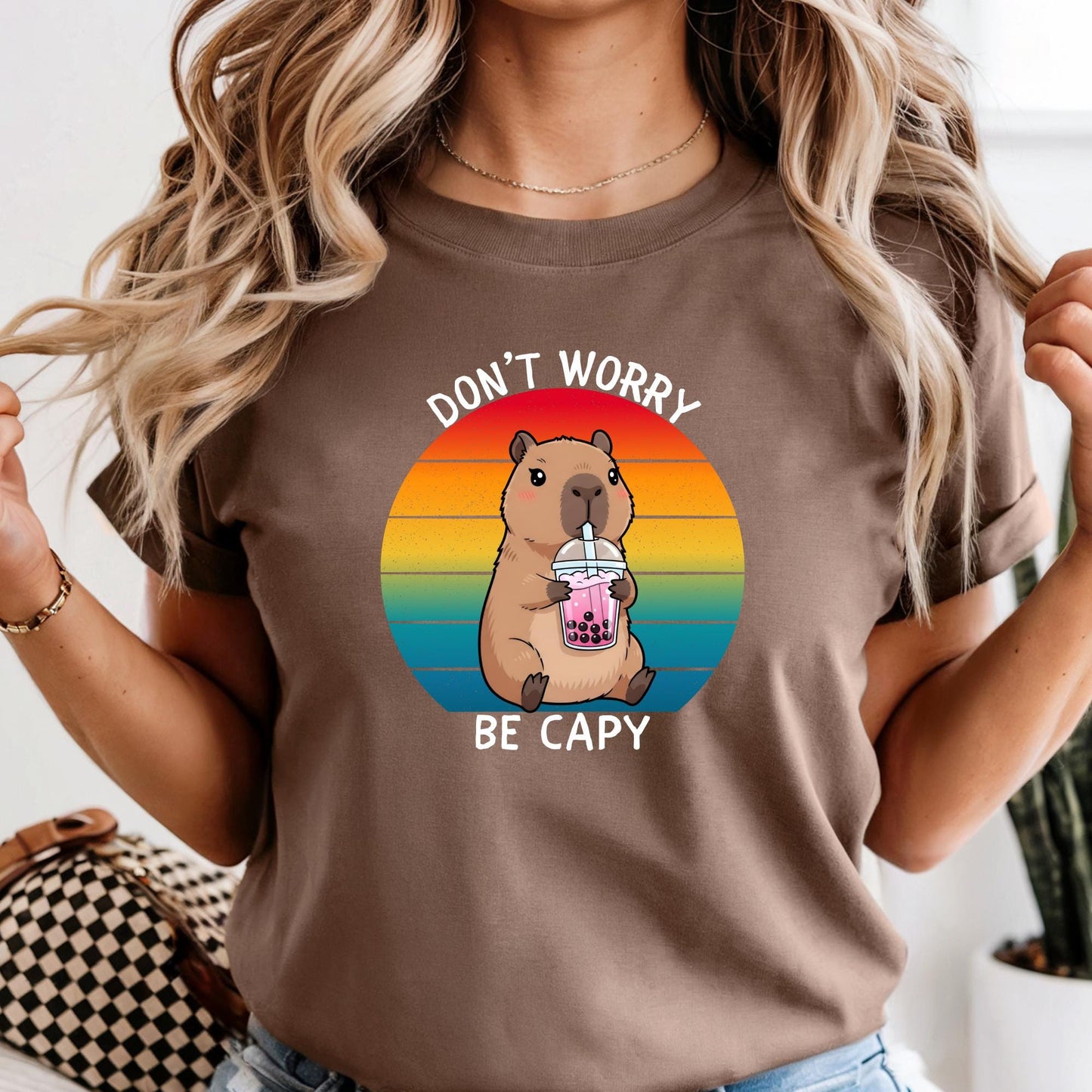 Custom Comfort Colors® Don't Worry Be Capy Shirt, Chill Vibes Only Funny Meme Shirt, Best Friend Gift