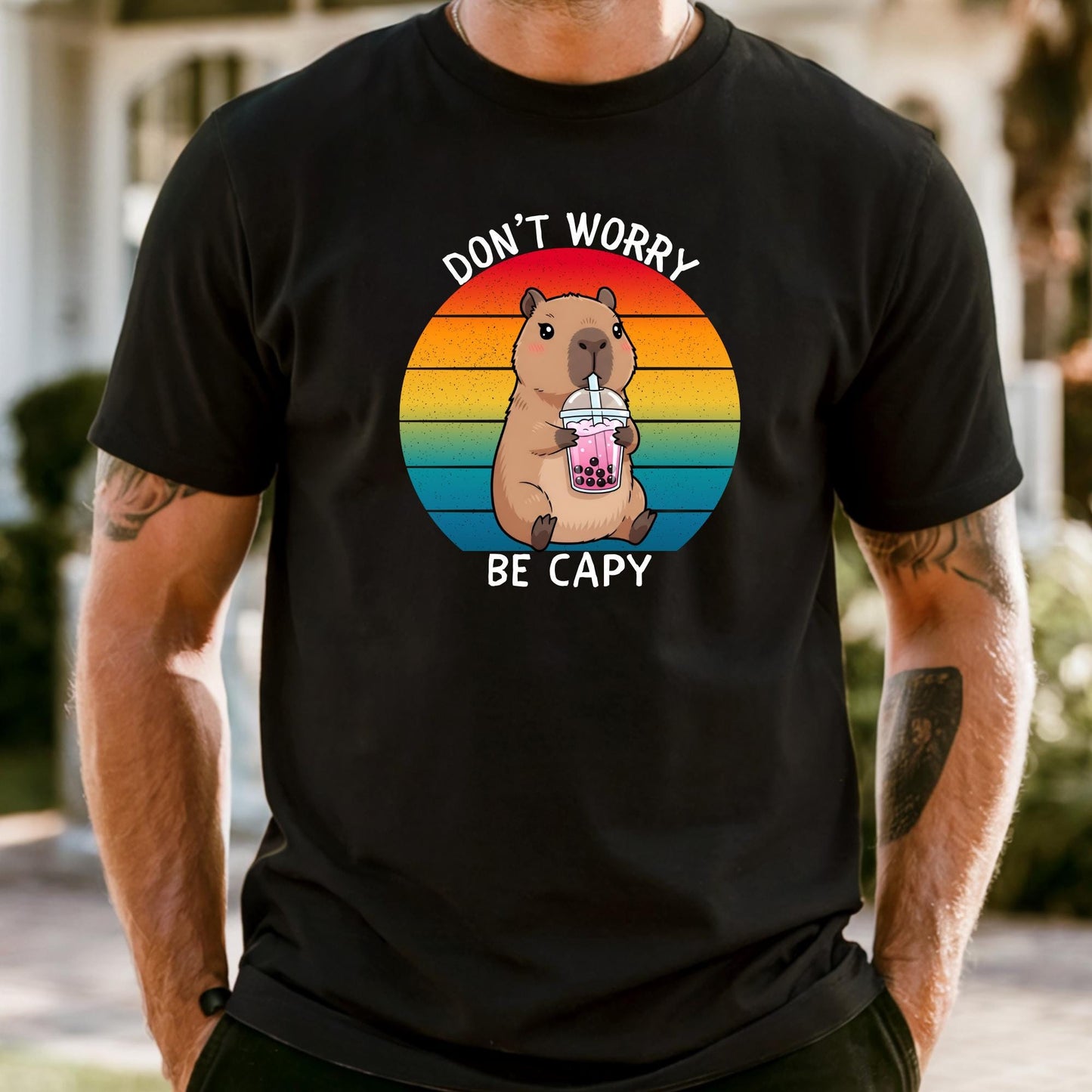 Custom Comfort Colors® Don't Worry Be Capy Shirt, Chill Vibes Only Funny Meme Shirt, Best Friend Gift