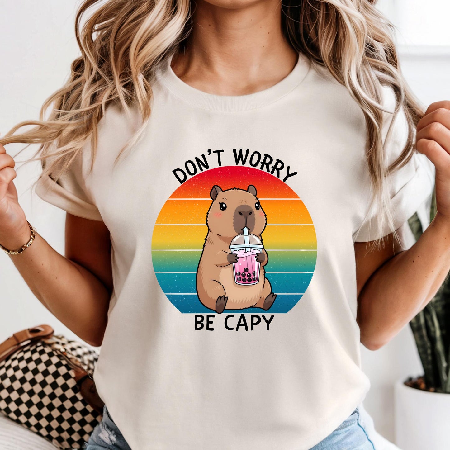 Custom Comfort Colors® Don't Worry Be Capy Shirt, Chill Vibes Only Funny Meme Shirt, Best Friend Gift