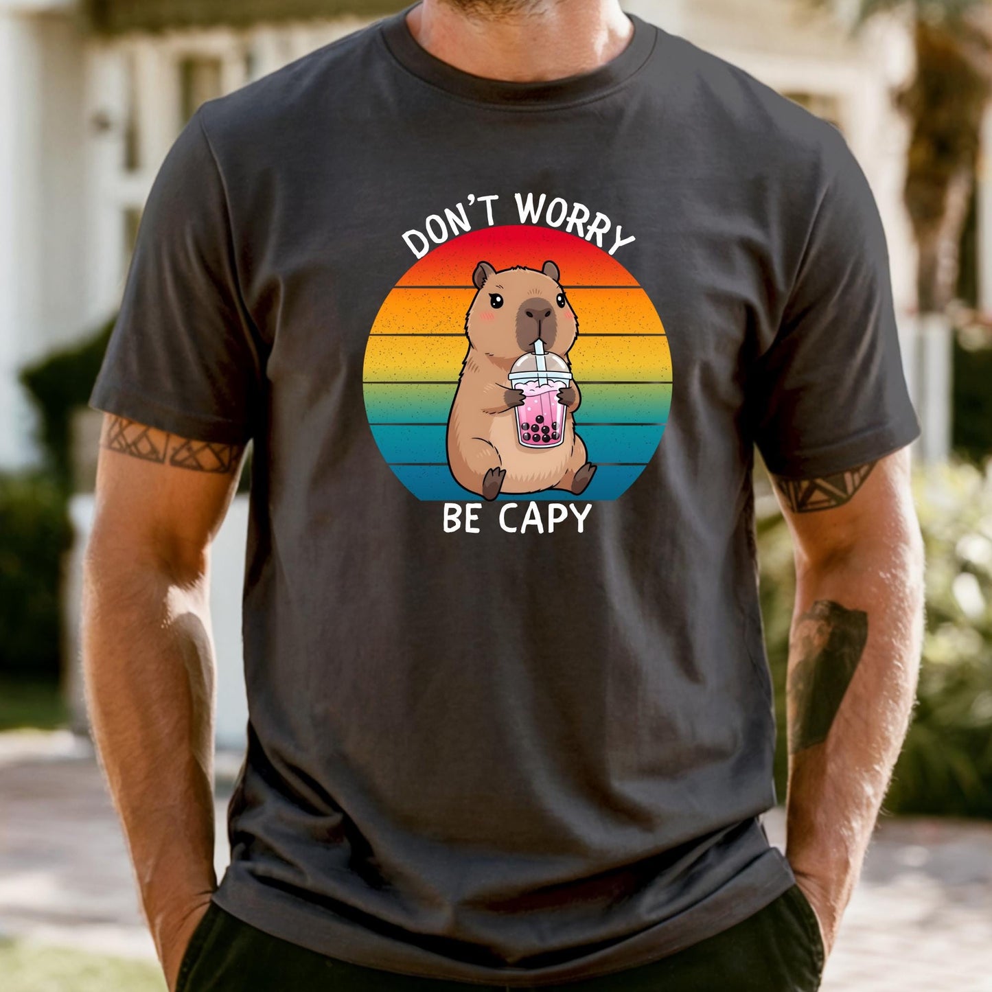 Custom Comfort Colors® Don't Worry Be Capy Shirt, Chill Vibes Only Funny Meme Shirt, Best Friend Gift