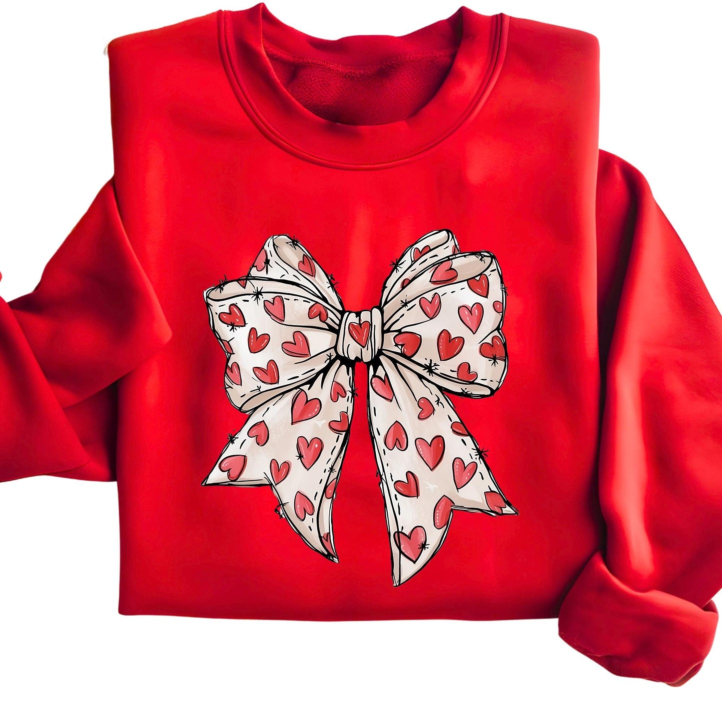 Heart Coquette Valentine's Day Sweatshirt, Retro Bow Hoodie, Love Sweat, Valentine Gifts
