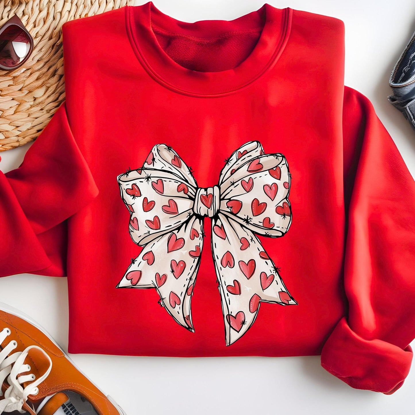 Heart Coquette Valentine's Day Sweatshirt, Retro Bow Hoodie, Love Sweat, Valentine Gifts