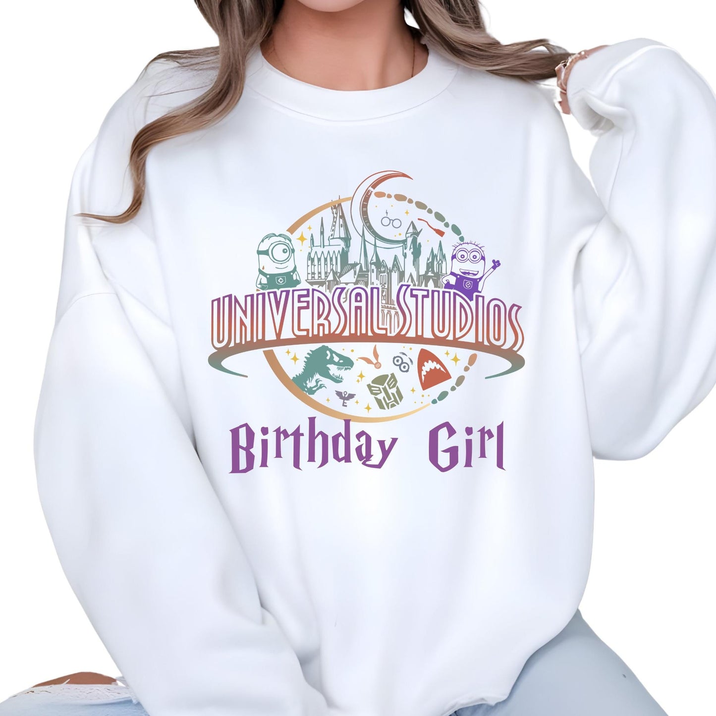 Custom Universal Studios Sweatshirt, Family Birthday Sweat, Holiday Hoodie Soft Cotton Blend