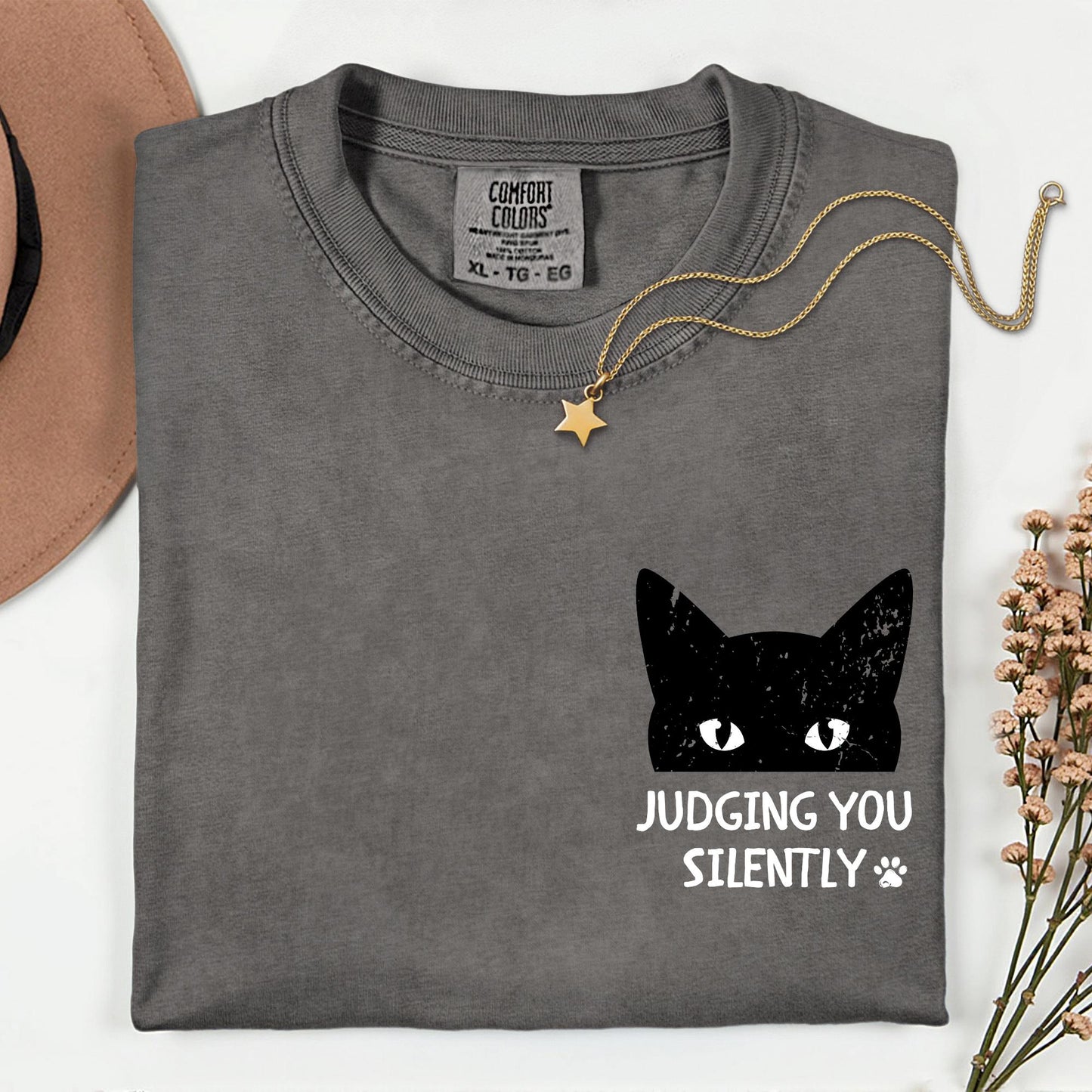 Custom Comfort Colors® Judging You Silently Cat Shirt, Sarcastic Cats Lover Tee, Funny Cat Mom Shirts, Animal Lover Gift