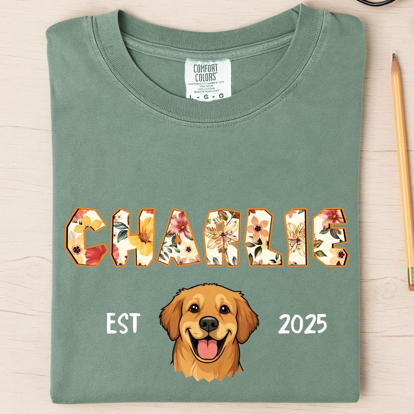 Custom Comfort Colors® Dog Mom Shirt, Personalized 2 Sides Pet Portrait Tshirt, Customizable Cat Mom Dad Tee