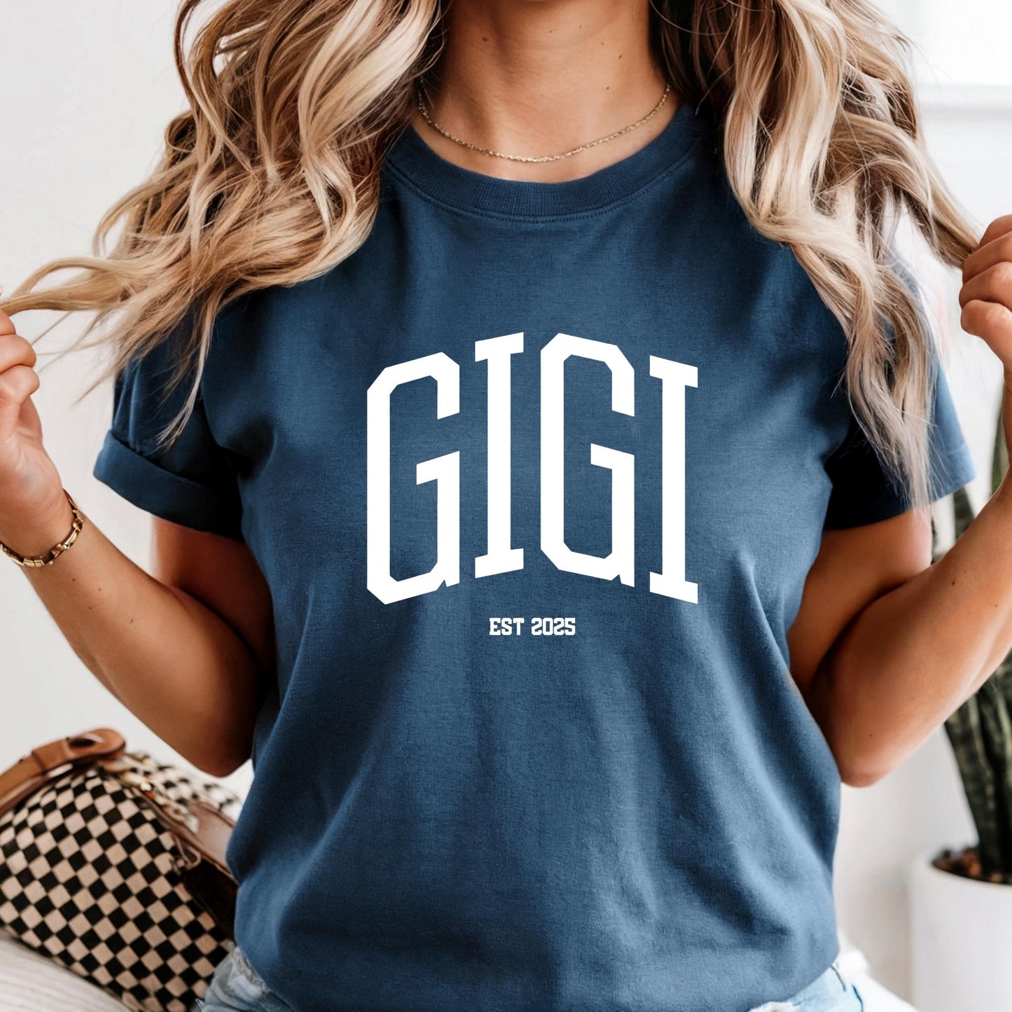 Custom Comfort Colors® Gigi Shirt, Personalized EST Date Grandma Tee, Gift For Grandmas, Pregnancy Reveal Outfit, Mother's Day Gifts