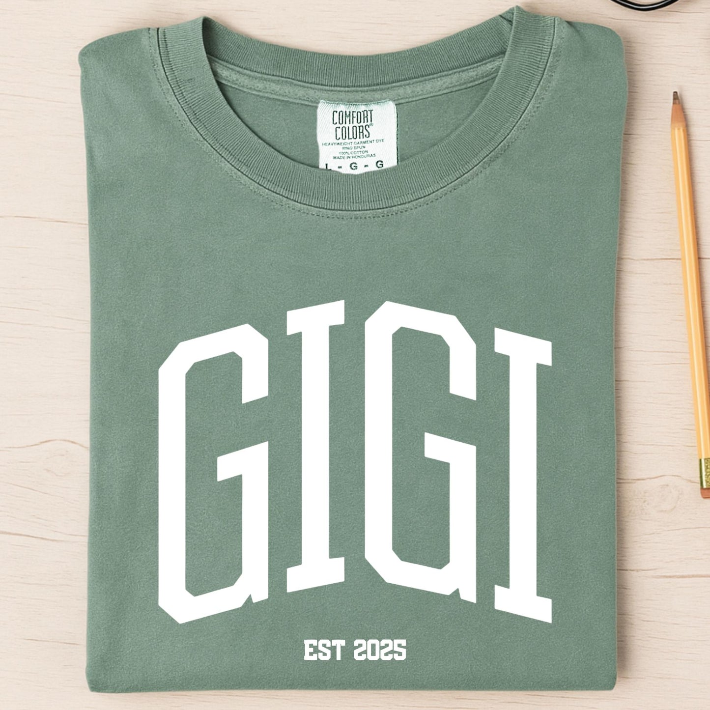 Custom Comfort Colors® Gigi Shirt, Personalized EST Date Grandma Tee, Gift For Grandmas, Pregnancy Reveal Outfit, Mother's Day Gifts