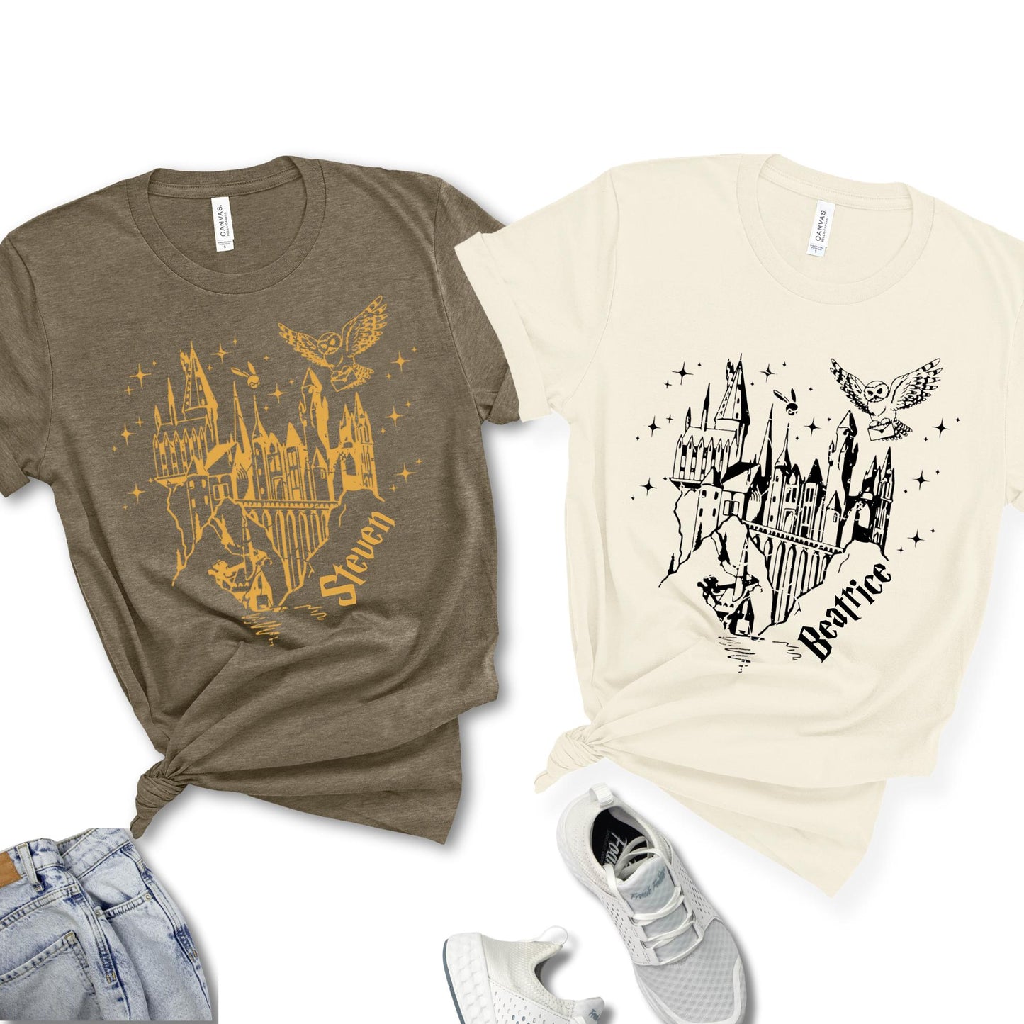 Personalized Wizard Castle Shirt, Magical Owl Custom Tshirt, Magic Lover Tee