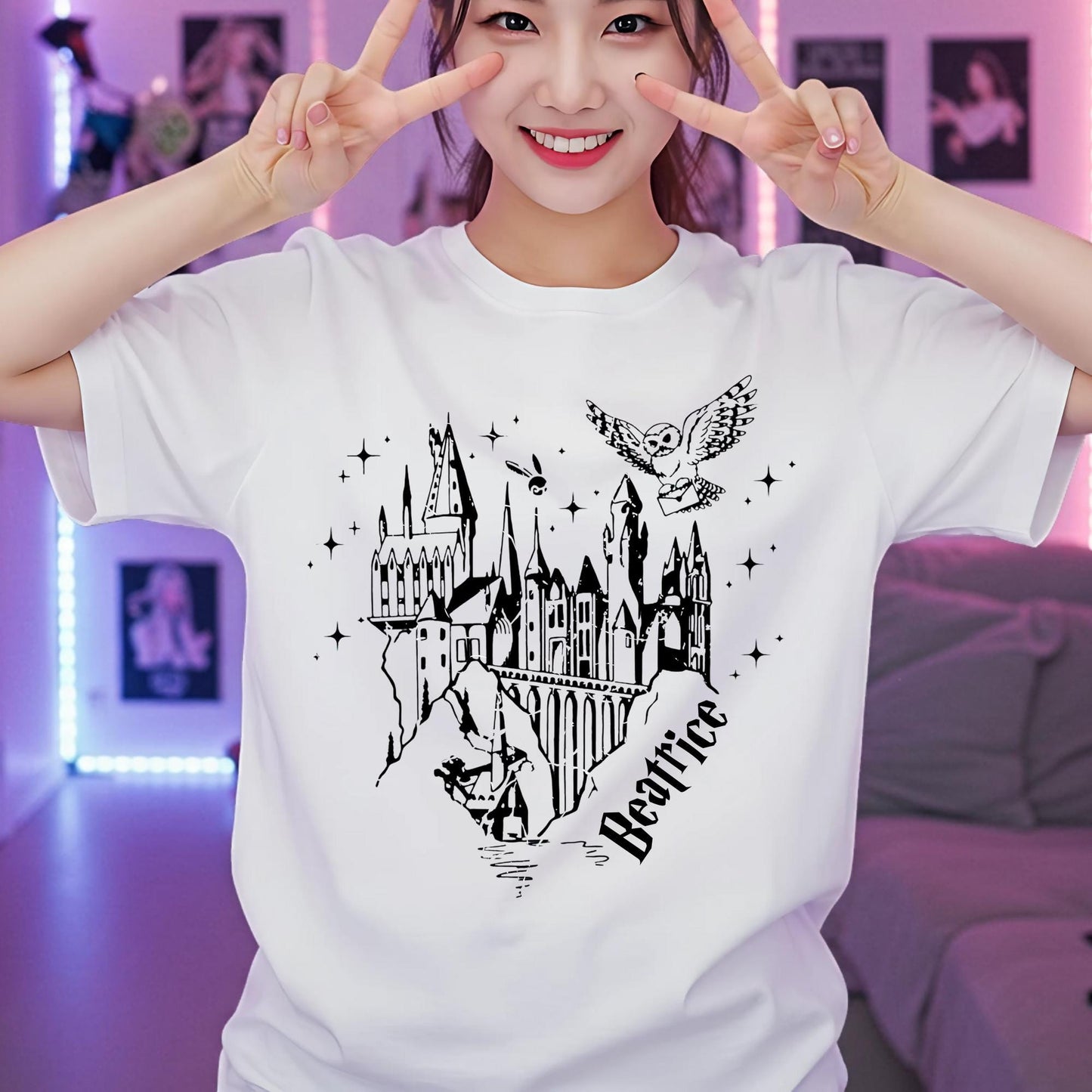 Personalized Wizard Castle Shirt, Magical Owl Custom Tshirt, Magic Lover Tee