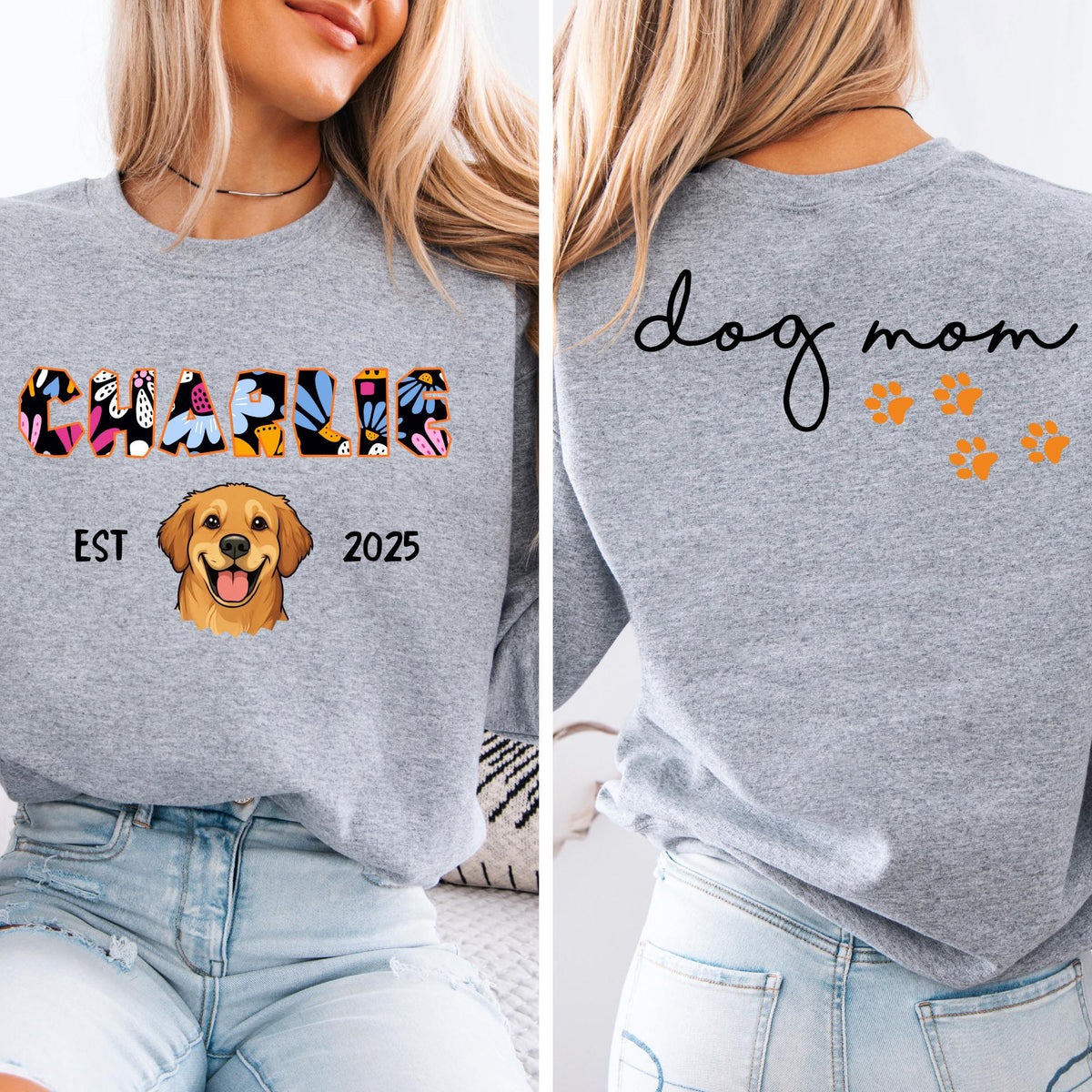 Custom Dog Portrait Cat Mom Pet Photo Sweatshirt