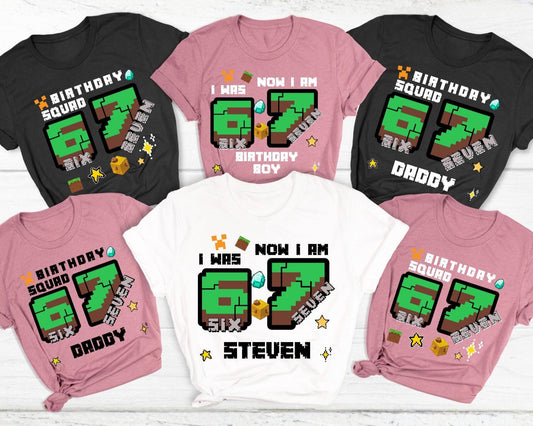 Custom Six Seven Game Kids Shirt, Family Matching 6 7 Gamer Birthday Squad Tshirt, 67 Meme Gift