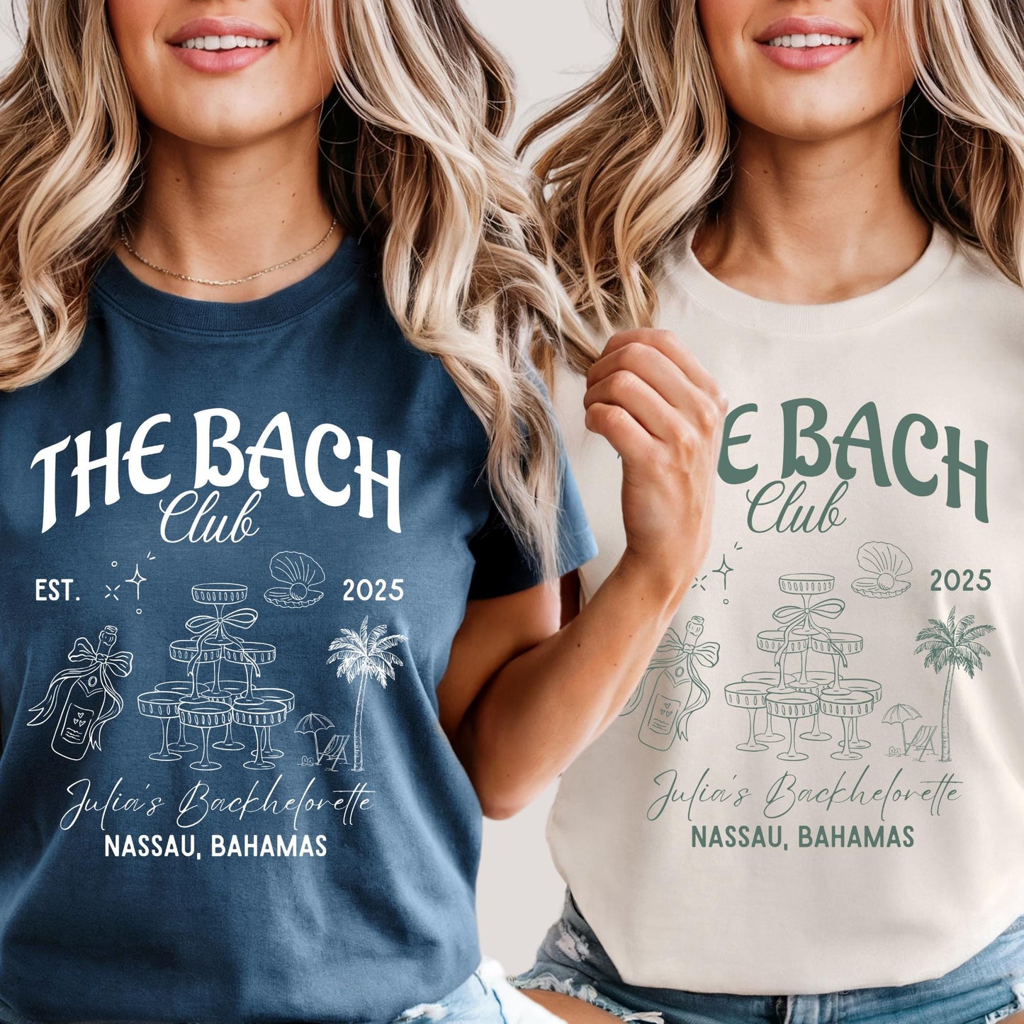 Comfort Colors® The Bach Club Custom Bachelorette Party T-Shirt, Unisex Cotton Long Sleeve Tee