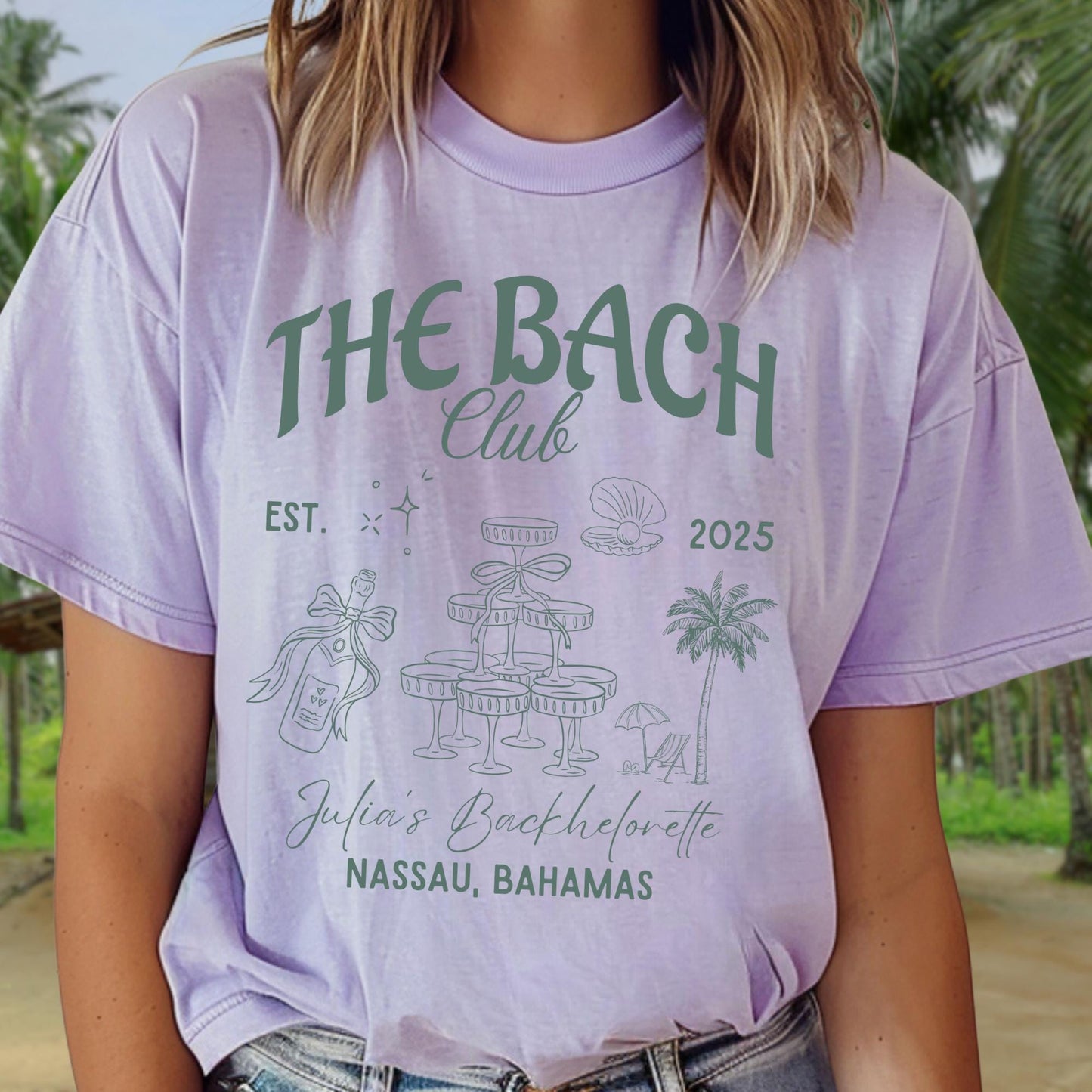 Comfort Colors® The Bach Club Custom Bachelorette Party T-Shirt, Unisex Cotton Long Sleeve Tee