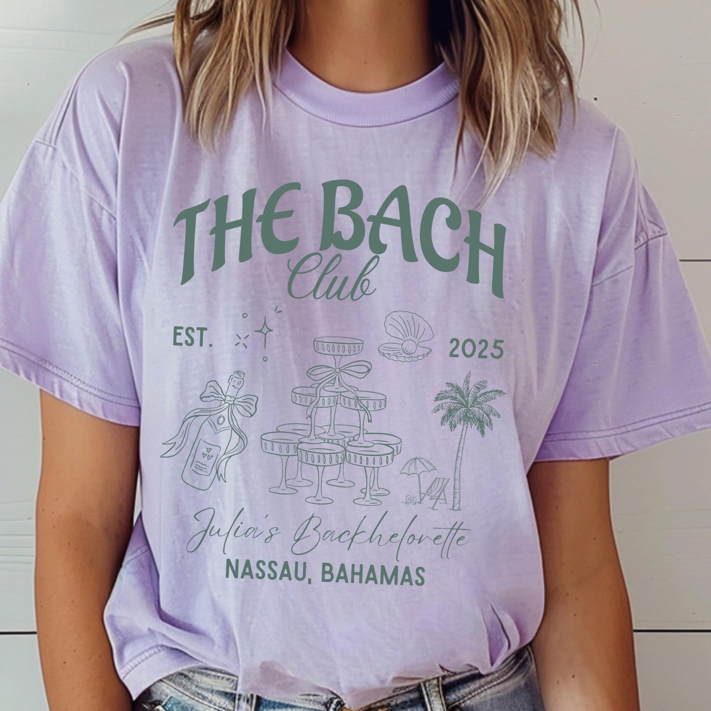 Comfort Colors® The Bach Club Custom Bachelorette Party T-Shirt, Unisex Cotton Long Sleeve Tee