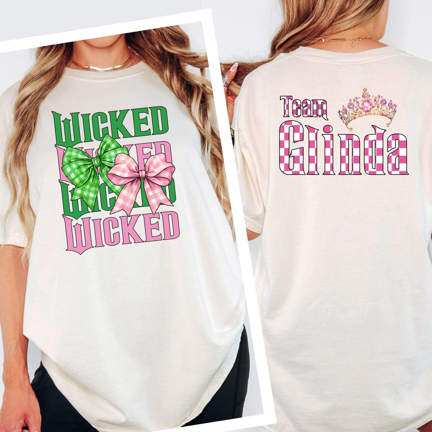 Custom For Good Wicked Comfort Colors® Shirt, Wizard Fan T-shirt, Elphaba and Glinda , 2 Side Wicked Tees